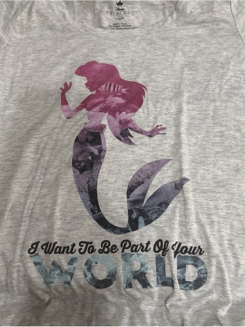Ariel Graphic Tee - Gray with Pink & Purple